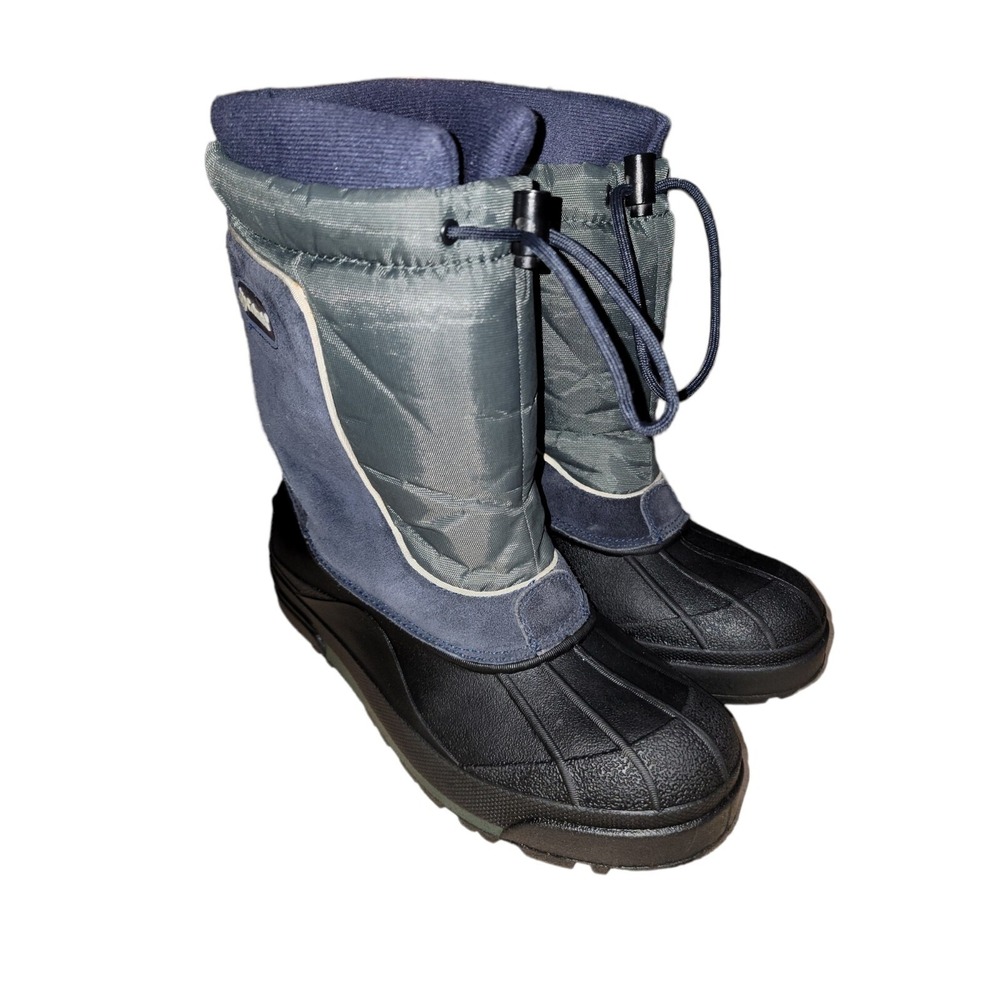 Columbia Bugabarn Jr Unisex Kids Black Blue Winter Snow Boots Pull On‎ Size 6